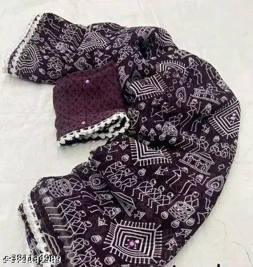 Georgette Saree with matching blouse - Image 2